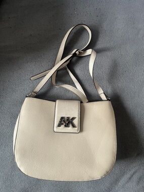 Anne Klein Cream Crossbody Bag with AK Logo